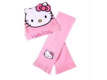 Bonnet + écharpe rose/rouge 