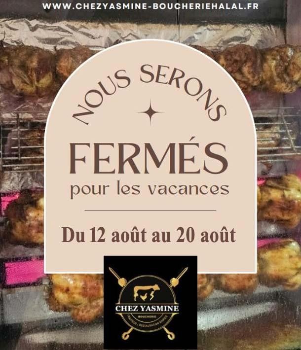 Fermeture estivale chez Yasmine !