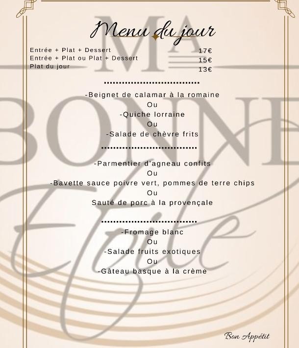 Menu du jour