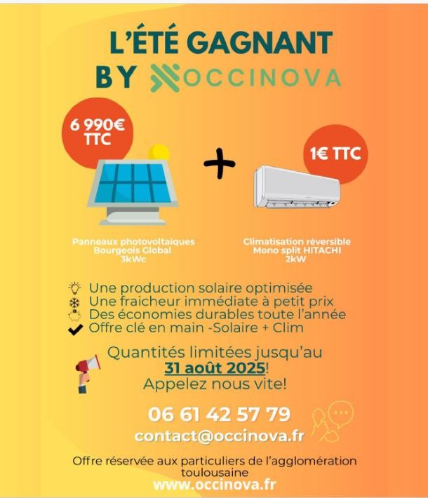 Votre été gagnant by Occinova : votre clim réversible pour 1€ de plus !