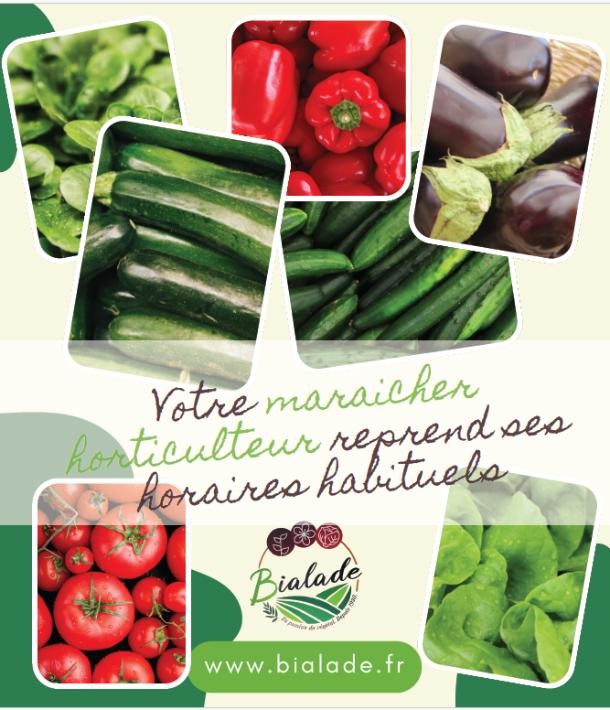 Votre maraicher horticulteur Bialade reprend ses horaires habituels !