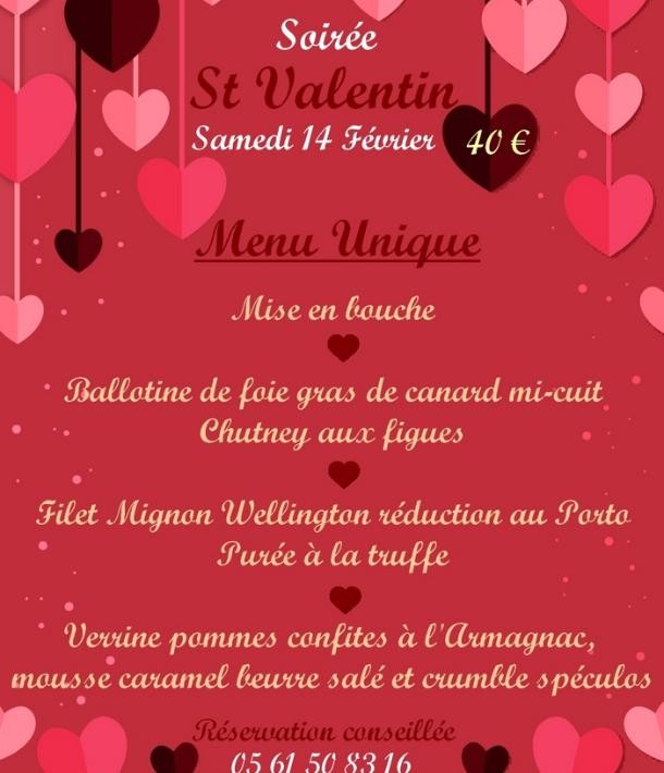 Soirée Saint Valentin Samedi 14 Février