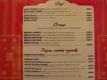 La carte les plats