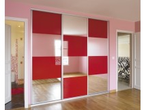 Portes Damier verre laqu&eacute; et miroir