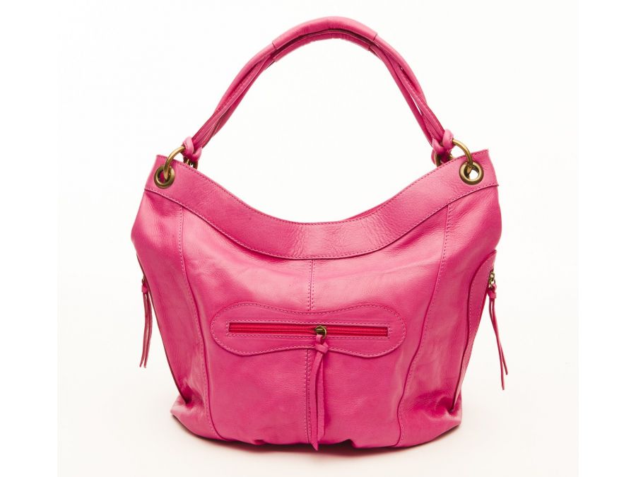 Cabas boule cuir souple ROSE