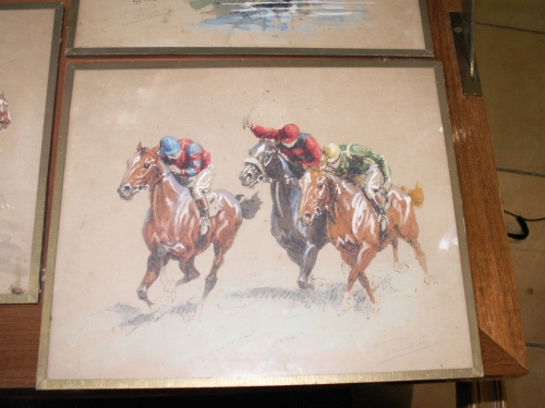 Série de 3 dessins aquarellés