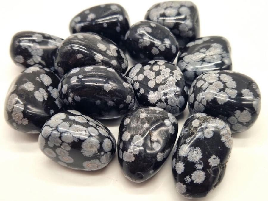 Pierre roulée Obsidienne flocon de neige