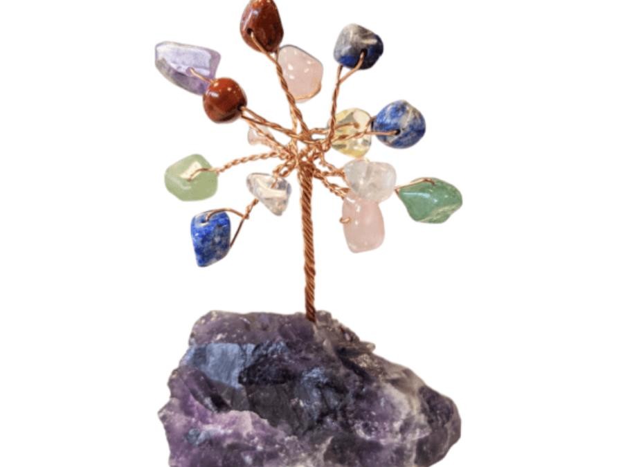 Arbre de Vie 7 Chakras sur Druse Améthyste